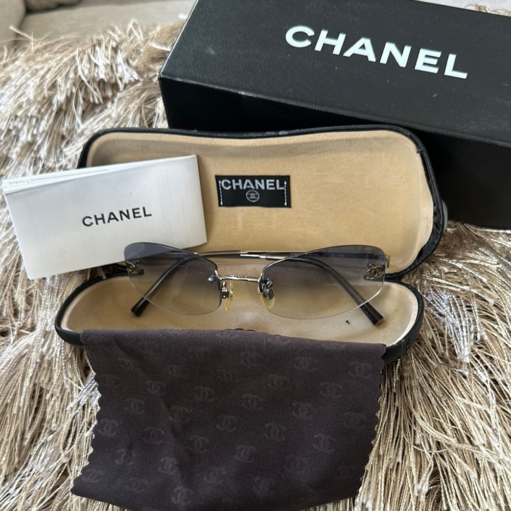 Chanel Black Sunglasses with Metallic Arms